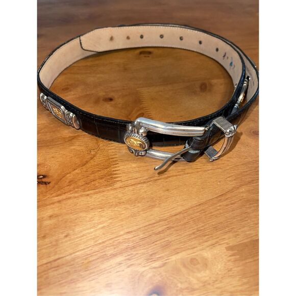 Brighton Museum Collection Belt Greco Roman Coins Black Croc Leather -large - Picture 1 of 8